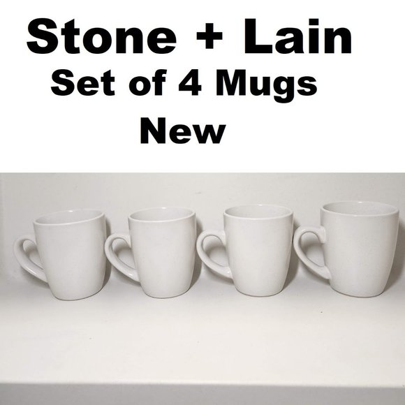 NEW Stone Lain 4 Piece Stoneware mugs cups Coffee Tea Replacement Dinnerware Set - Picture 1 of 5